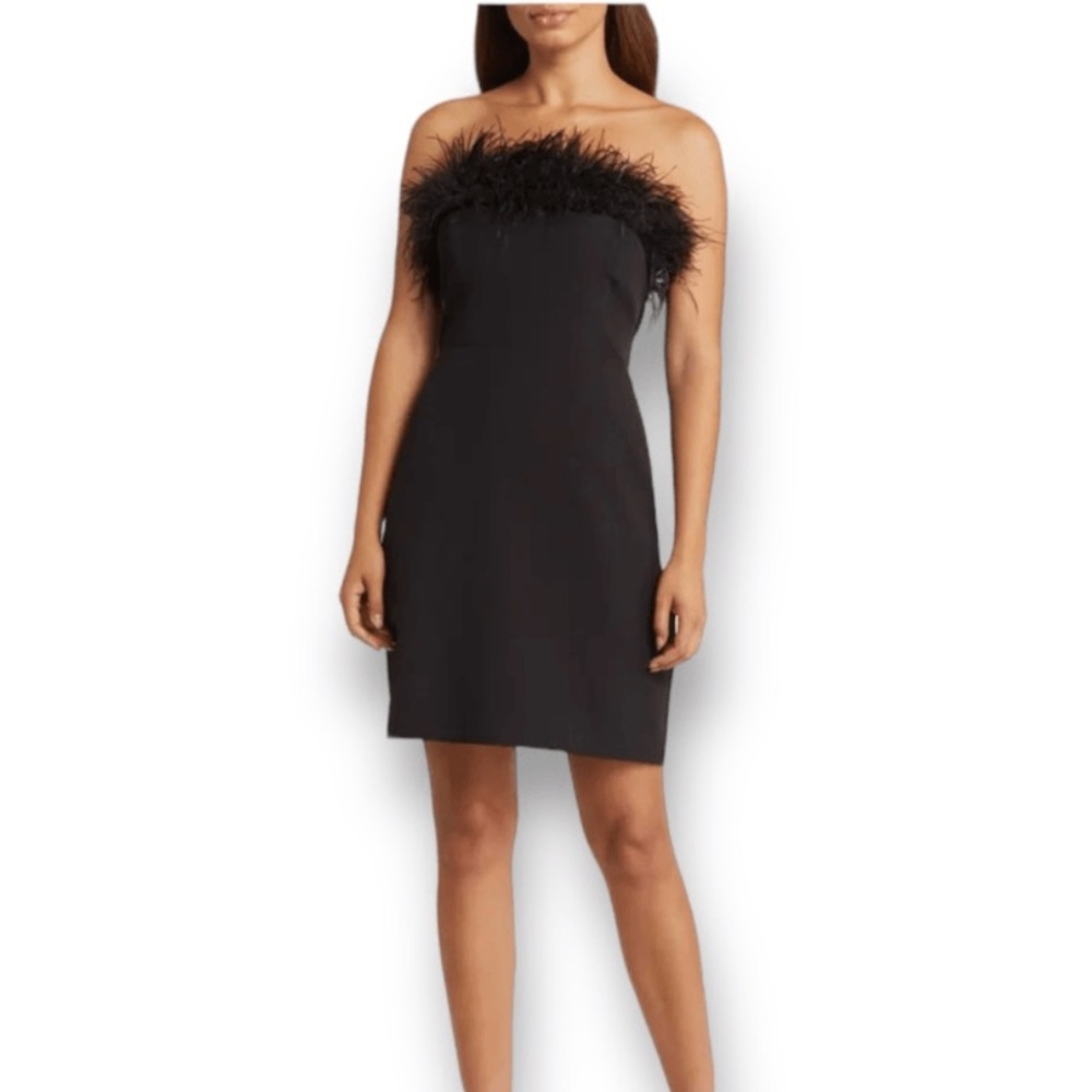 Sam Edelman Strapless Feather Top Sheath Dress